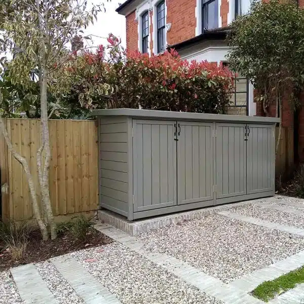 Bike-Shed-Co-bespoke-shed-painted-in-Thorndown-Wood-Paint-Dormouse-Grey_s