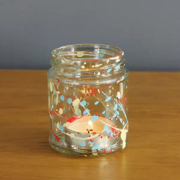 Thorndown-Peelable-Glass-Paint-Summer-Floral-splatter-tea-light-jam-jar