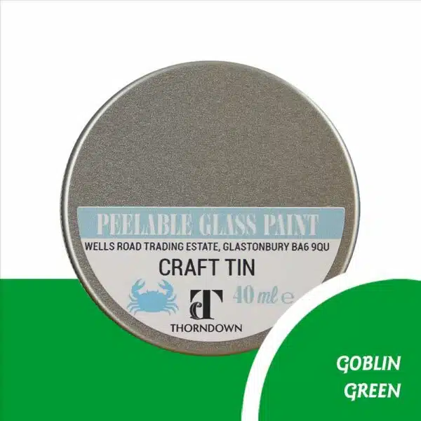 40ml Goblin Green Craft Tin Peelable Glass Paint from Thorndown Paints