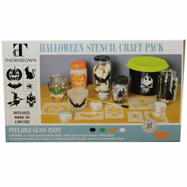 Peelable Glass Paint Halloween Stencil Craft Pack