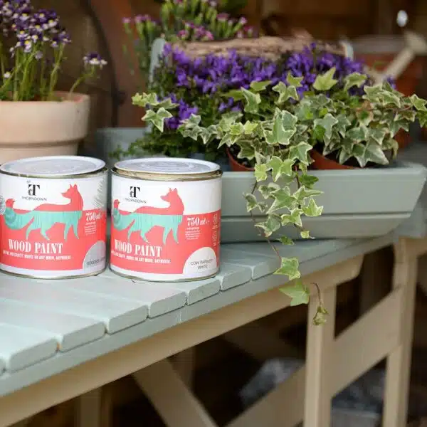 Thorndown-Goddess-Green-Wood-Paint-on-trug-and-potting-bench