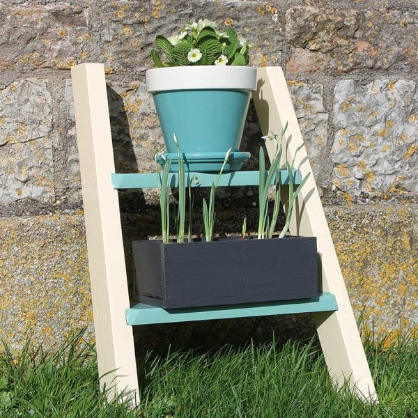 Thorndown-Meadowsweet-Cream-and-Wetlands-Green-plant-ladder-with-Slade-Green-and-Cow-Parsley-White-terracotta-pot-Bergamot-Grey-planter