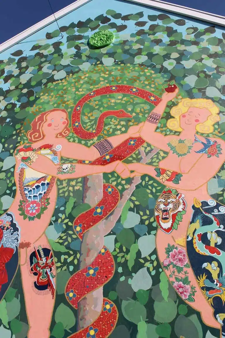 Adam-and-Eve-mural-by-Frank-Harwood-with-Thorndown-Wood-Paint