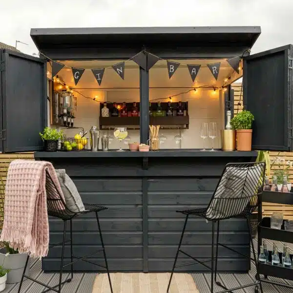 Forest-Garden-Bar-Ginbar-painted-in-Thorndown-RAL-7016-Anthracite-Grey-Wood-Paint