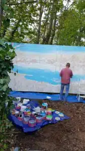 Jon-Minshull-painting-mural-background-with-Thorndown-Wood-Paint_Love-Your-Garden-Taunton10