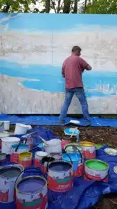 Jon-Minshull-painting-mural-background-with-Thorndown-Wood-Paint_Love-Your-Garden-Taunton5