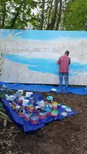 Jon-Minshull-painting-mural-background-with-Thorndown-Wood-Paint_Love-Your-Garden-Taunton9