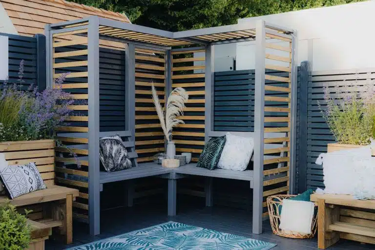 Forest-Firenze-Corner-Arbour_Hampton-Court_Thorndown-Wood-Paint-RAL-7037-Dusty-Grey_3