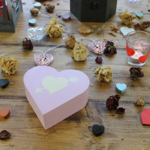 Thondown-Cheddar-Pink Wood Paint on craft box with Bath Cream stencil